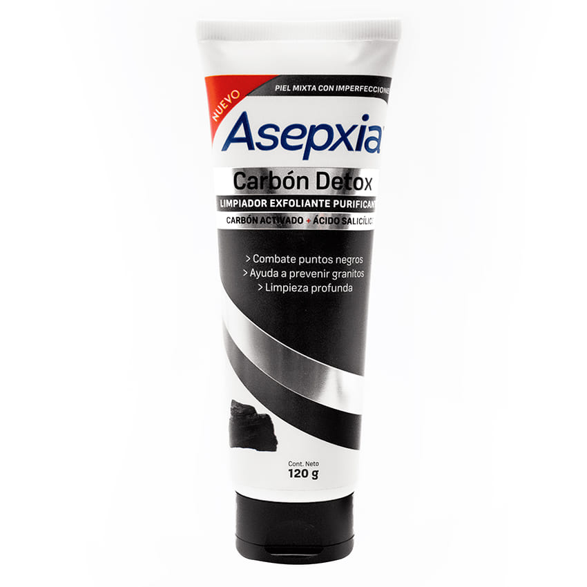 Asepxia Limpiador Exfoliante Carbón Detox x 120 gr.