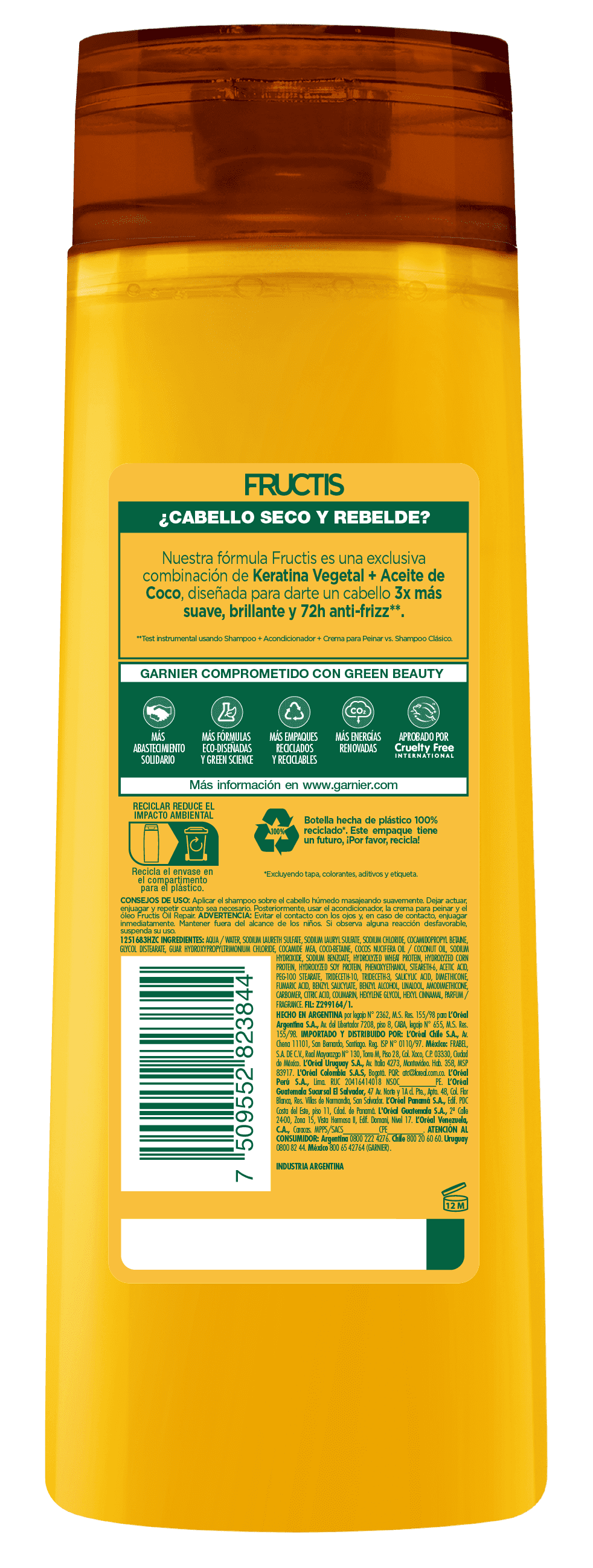 Fructis Shampoo Oil Repair Liso Coco x 350 ml.